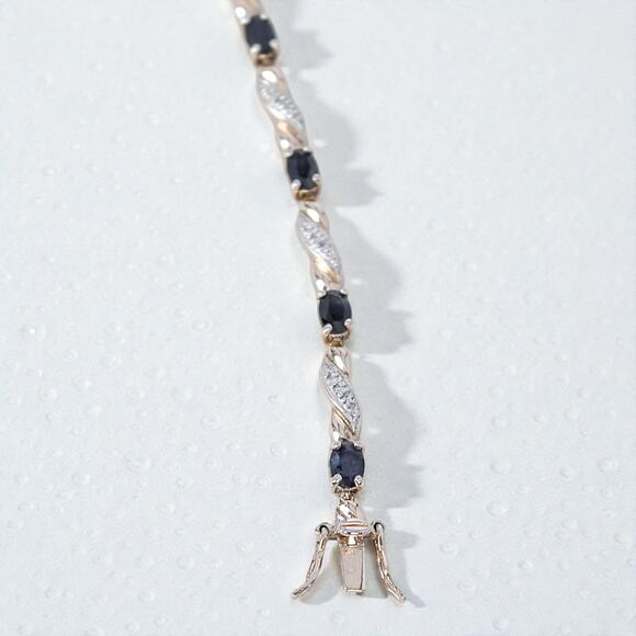 Ross Simons 925 Silver Gold Vermeil Sapphire Link Bracelet Designer 7.25" - Picture 5 of 10